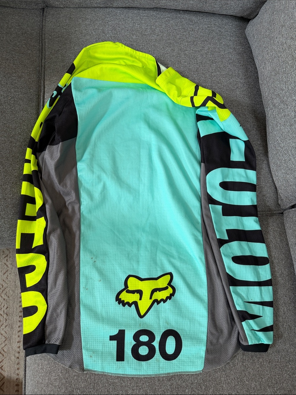 Fox 180 Motocross Jersey - Neon Yellow, Mint, Gray - Picture 3 of 3